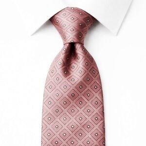 Donald J Trump Signature Silk Tie Pink 4" Wide Geometric Gold Bar